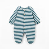 Striped flamé jersey jumpsuit - Cyanotype