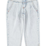 mom fit trousers - washed light blue denim