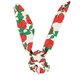 scrunchie - ecru w/ red roses