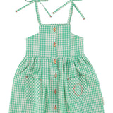 short dress - green & ecru checkered