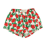 shorts - ecru w/ red roses print