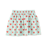 short skirt - light blue w/ red hearts allover