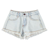 shorts w/ fringes - washed light blue denim