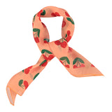 silky bandana - coral w/ cherries allover