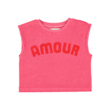 sleeveless top - pink w/ "amour" print