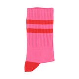 socks - pink w/ red stripes