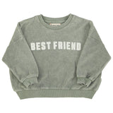 sweatshirt - washed green w/ "best friend" print