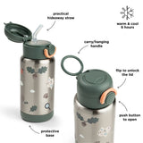 Insulated straw bottle | Tiny trails - Green