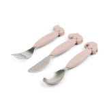 Easy-grip cutlery set | Deer friends - Powder