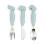 Easy-grip cutlery set | Deer friends - Blue