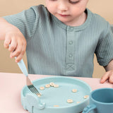 Easy-grip cutlery set | Deer friends - Blue