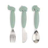 Easy-grip cutlery set | Deer friends - Green