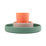 Silicone dinner set Croco Green/Powder/Coral