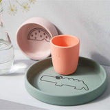 Silicone dinner set Croco Green/Powder/Coral