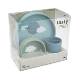 Silicone dinner set | Happy clouds - Blue