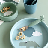Silicone dinner set | Happy clouds - Blue
