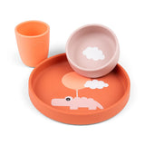 Silicone dinner set | Happy clouds - Papaya