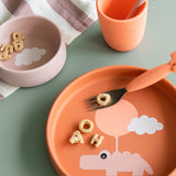 Silicone dinner set | Happy clouds - Papaya