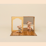 Ballet mice in dance studio, Little sister and brother