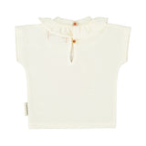 t'shirt w/ collar- ecru w/ red heart print