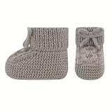 Baby sokjes/slofjes wol - Mottled Dark Beige