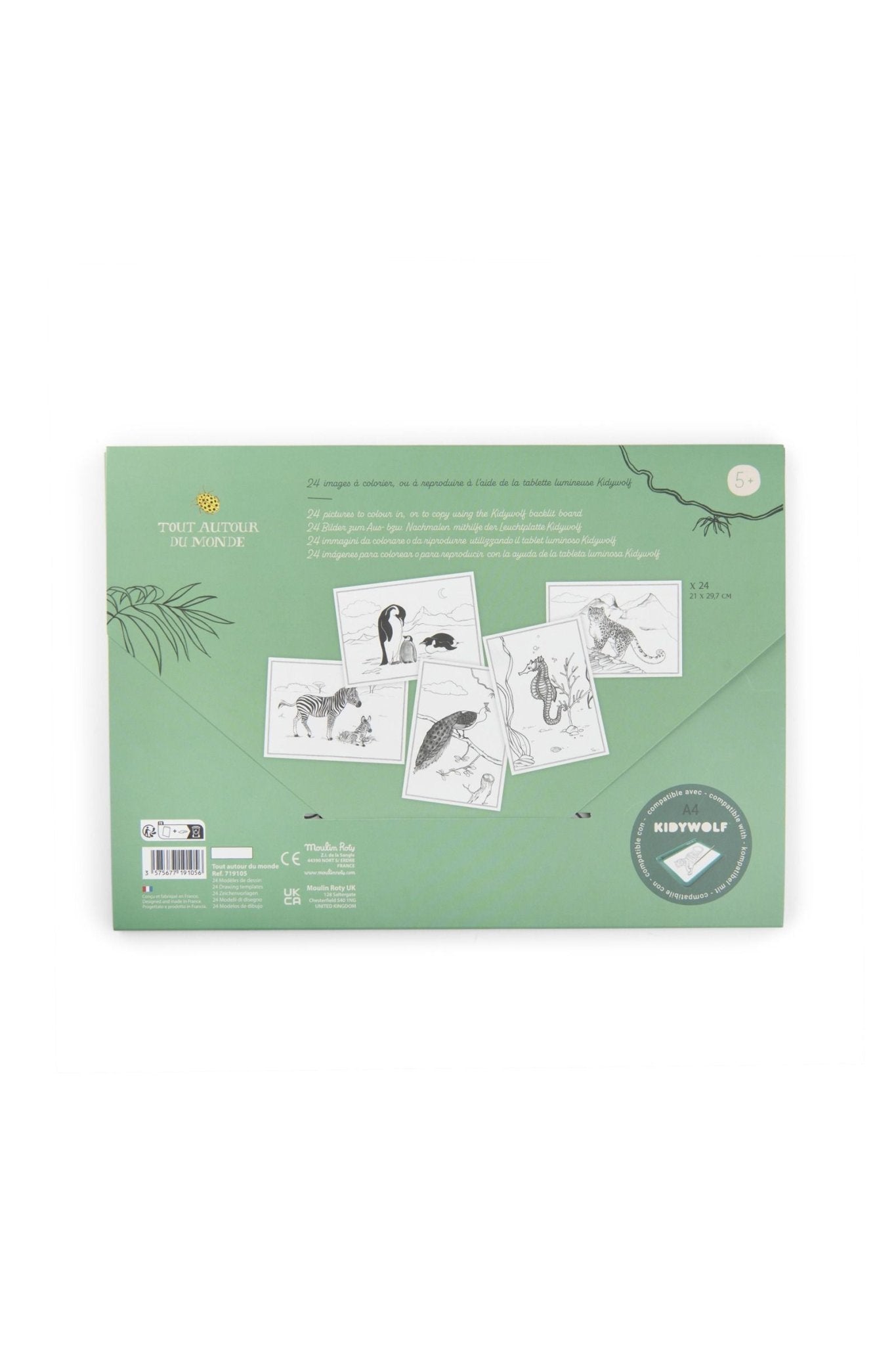 24 tekenmodellen Kidywolf - Tout autour du monde van Moulin Roty | Kids Conceptstore Le Fanfare