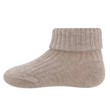 Sokken rib/omslag - dunkel beige mel.