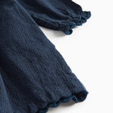 Dagmara Scallop - Chambray - Dark Blue Stripe