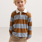 Tad Polo LS | Cotton Jersey - Monsoon Blue Stripe