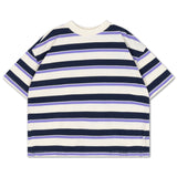 boxy tee - cream teal glacier stripe