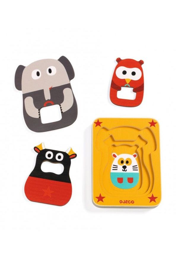 3-Lagen Puzzel - Leo & Co van Djeco | Kids Conceptstore Le Fanfare