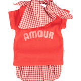 baby bloomers - red & ecru checkered