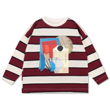 Wide cut long tee - Mulberry stripe