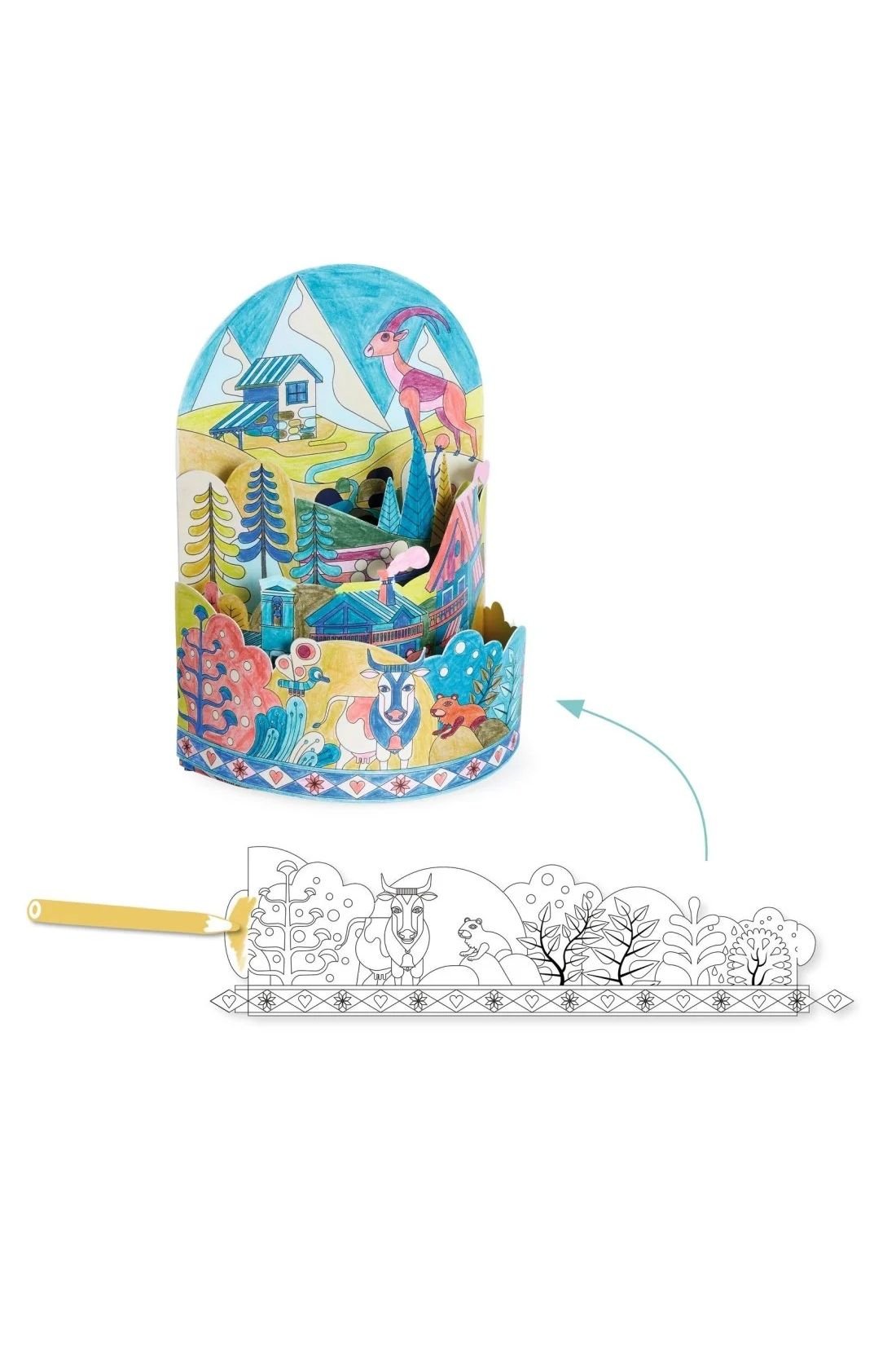 3D colouring - On top… of the world van Djeco | Kids Conceptstore Le Fanfare