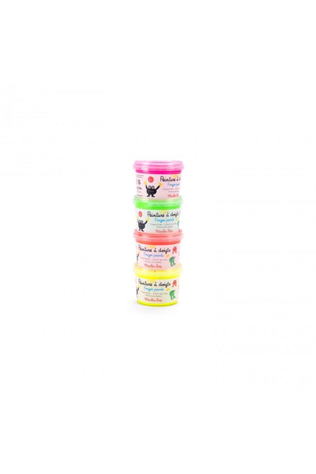 4 potjes fluorescerende vingerverf - Les Schmouks van Moulin Roty | Kids Conceptstore Le Fanfare