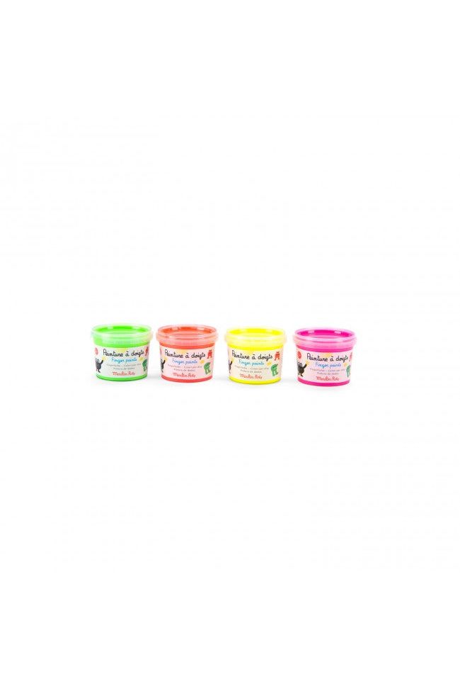 4 potjes fluorescerende vingerverf - Les Schmouks van Moulin Roty | Kids Conceptstore Le Fanfare