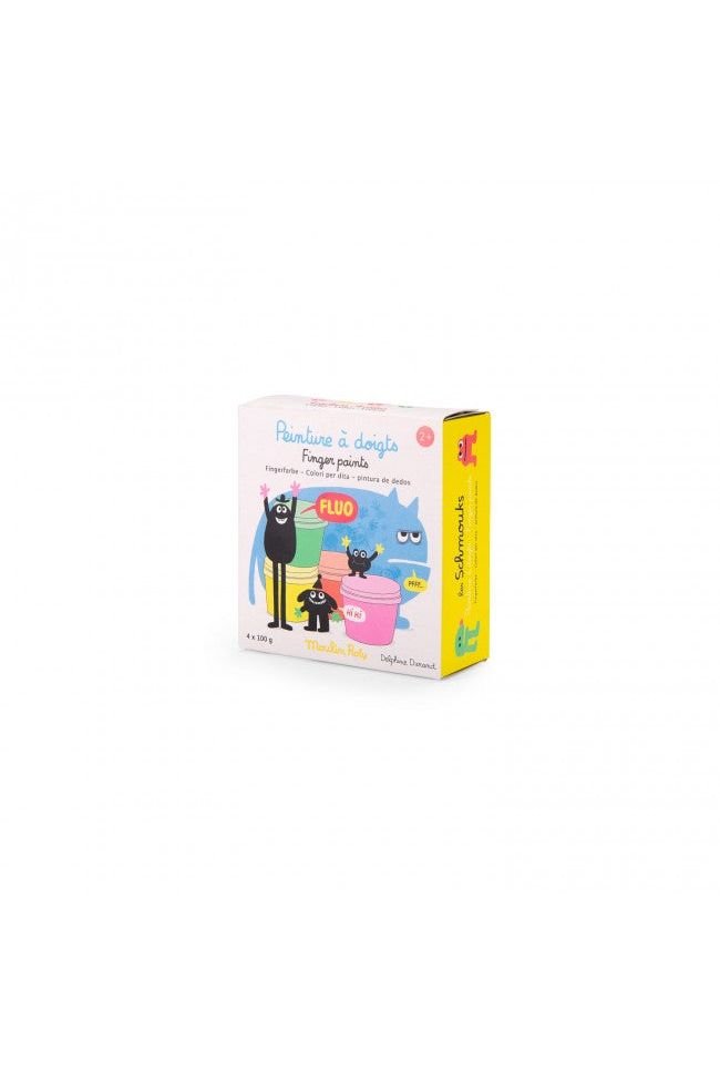 4 potjes fluorescerende vingerverf - Les Schmouks van Moulin Roty | Kids Conceptstore Le Fanfare