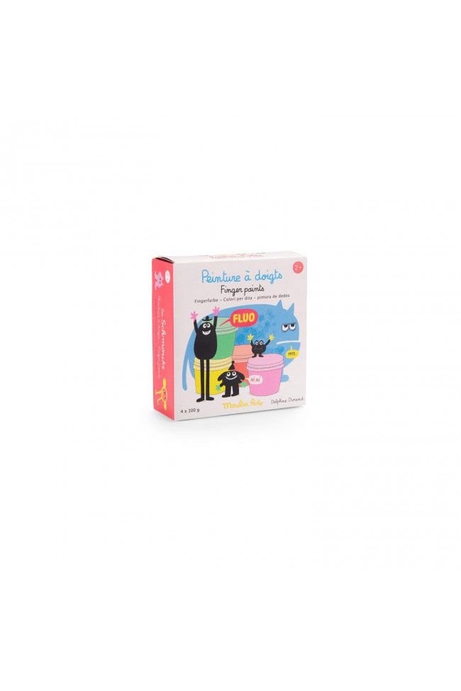 4 potjes fluorescerende vingerverf - Les Schmouks van Moulin Roty | Kids Conceptstore Le Fanfare
