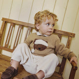 Denn Merino Wool Sweater | Christmas Bear - Latte Melange