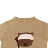 Denn Merino Wool Sweater | Christmas Bear - Latte Melange
