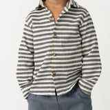 Leom Shirt - Blue Marine - White Striped