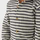 Leom Shirt - Blue Marine - White Striped