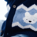 Kwinten Merino Wool Cardigan | Polar Bears - Navy Blue
