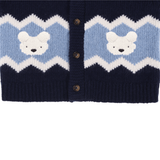 Kwinten Merino Wool Cardigan | Polar Bears - Navy Blue