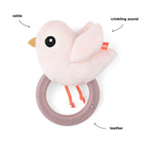 Sensory rattle w/teether | Birdee - Powder