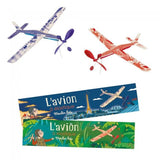 Houten vliegtuigje met afschiet elastiek - rood