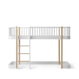 Wood Original low loft bed 138 cm, 90x200 cm, white/oak