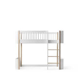 Wood Mini+ low loft bed, 68x162 cm, white/oak