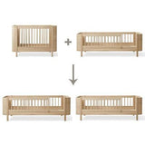 Wood Conversion kit Mini+ cot bed incl. junior kit & sibling kit to 2 junior beds, oak - new