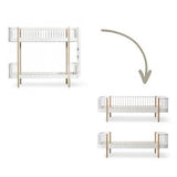 Wood Conversion kit Original bunk bed ladder bed end to 1 bed and 1 day bed, white/oak